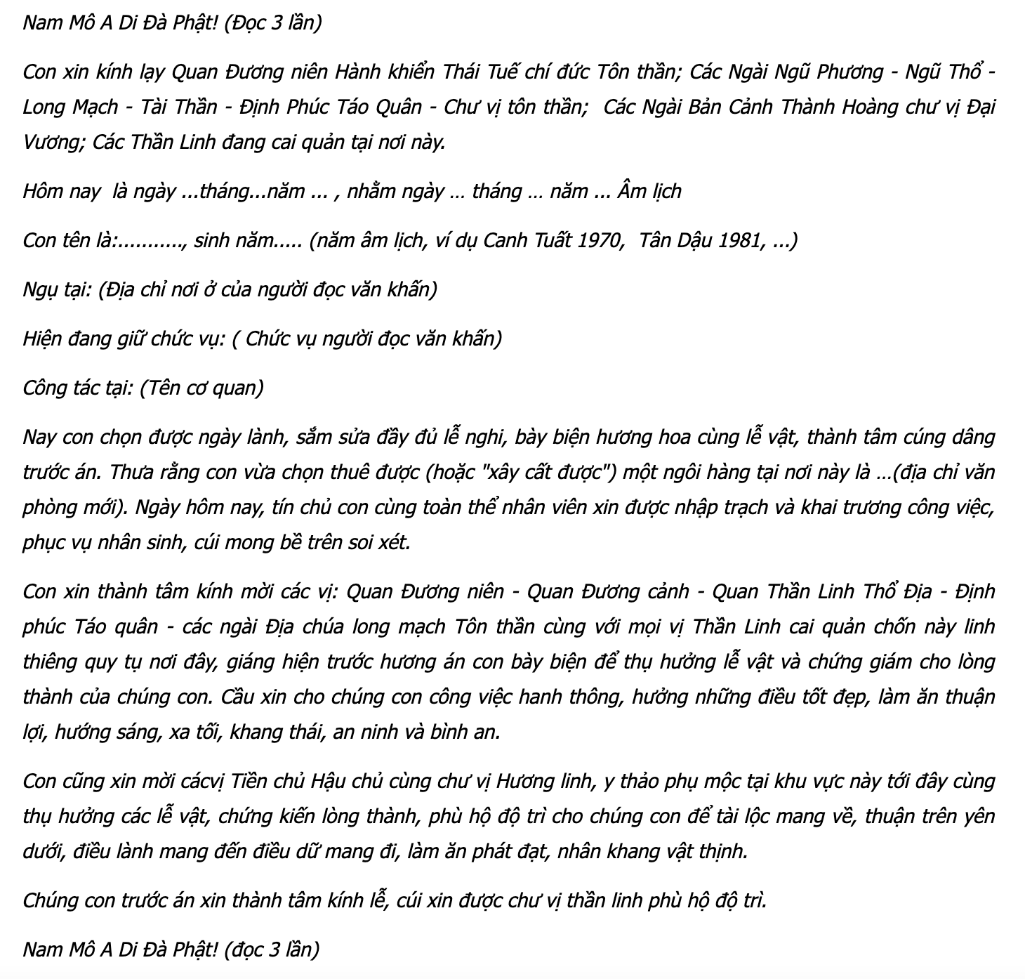 Bài văn khấn chuyển phòng làm việc mới