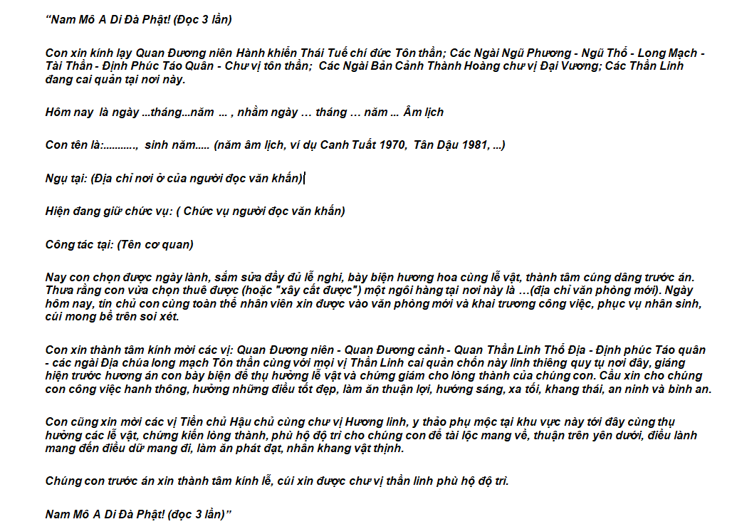Bài văn khấn cúng chuyển văn phòng chuẩn nhất